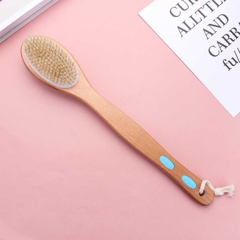Bàn Chải Chà Lưng Cán Dài Bằng Gỗ Tự Nhiên Tẩy Tế Bào Chết Tiện Dụng