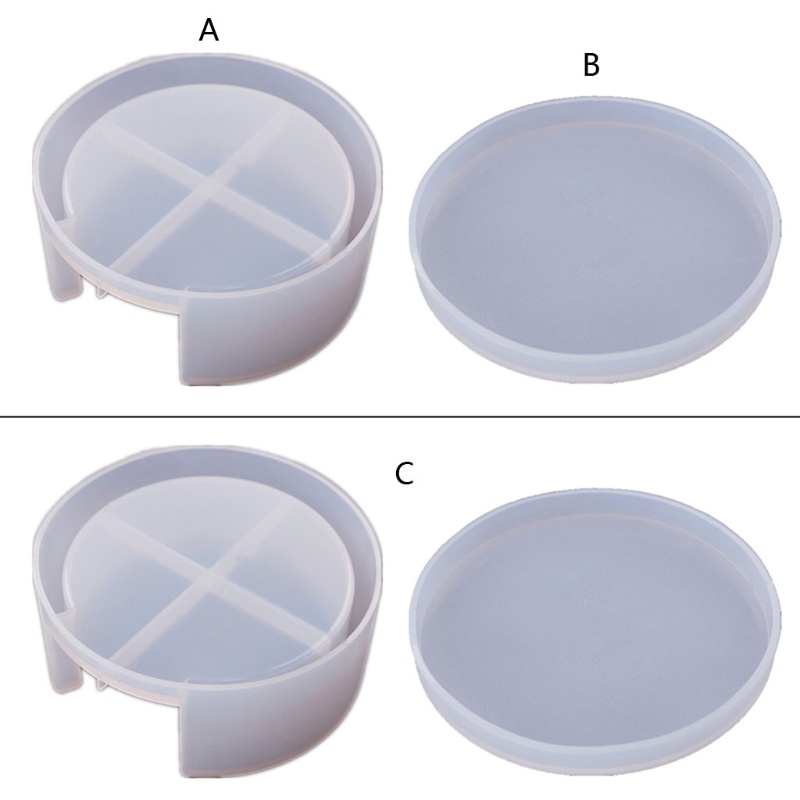 Khuôn dùng đúc hộp đựng bốn ngăn và miếng lót cốc hình tròn tuỳ chọn bằng nhựa epoxy resin thiết kế tiện dụng