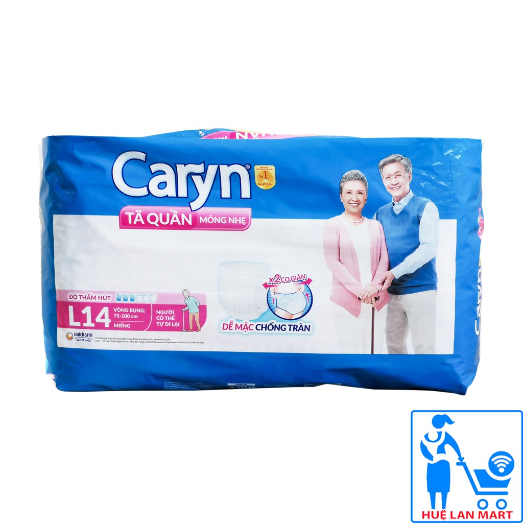 Bỉm Người Già - Tã Quần Mỏng Nhẹ Caryn Size L14 (Vòng hông 75-100cm)