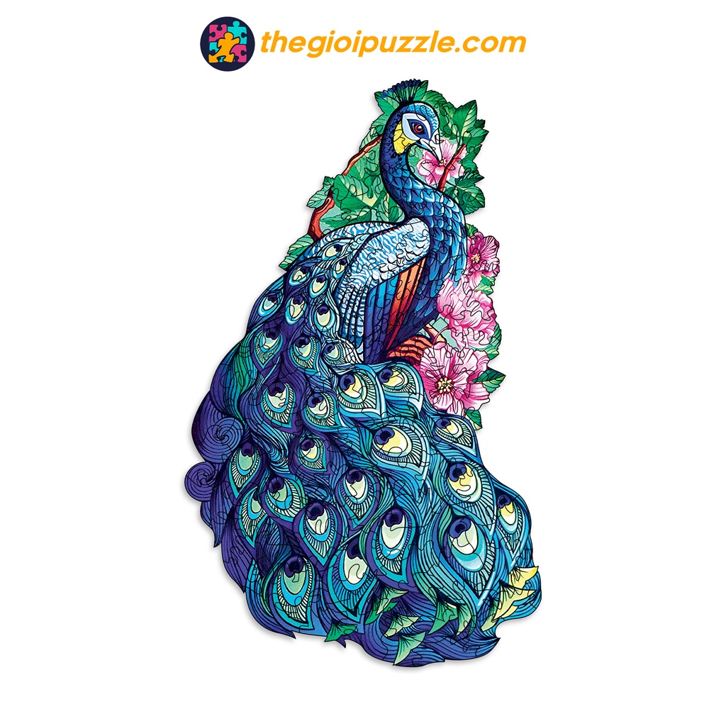 Bộ Xếp Hình Gỗ Thegioipuzzle Ghép Hình Puzzle Con Công màu sắc TGP078 99MG