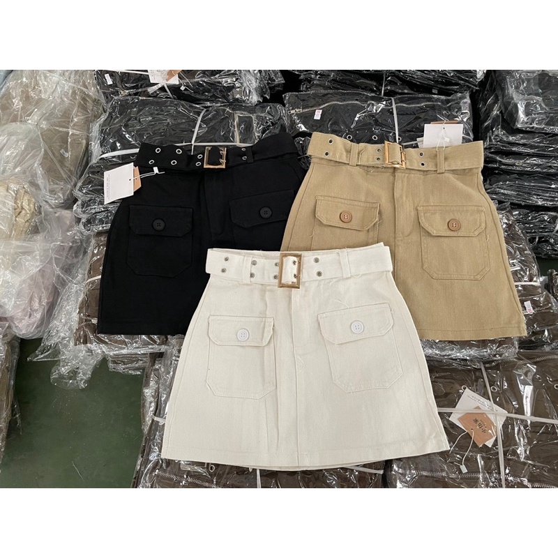 Chân váy jeans kèm đai
