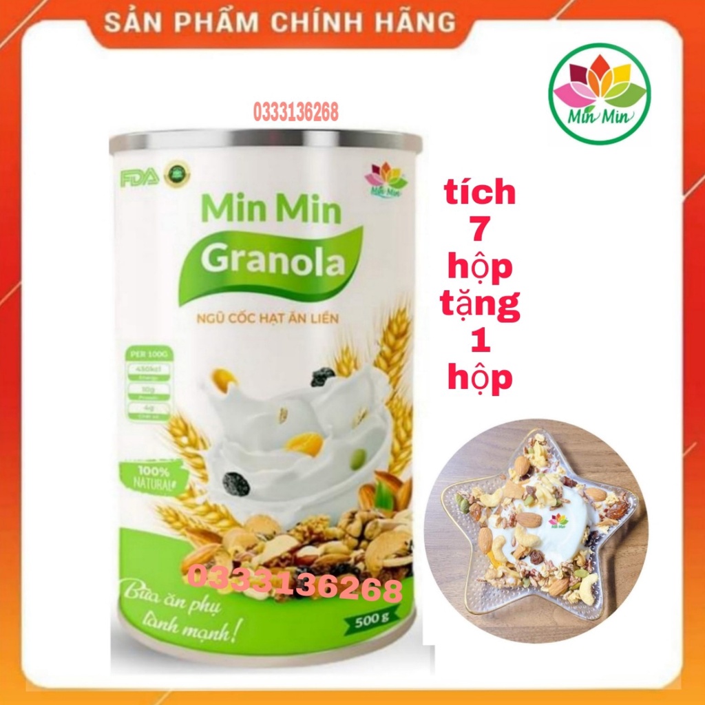 [Chính Hãng]  Ngũ Cốc Mix Hạt Và Hoa Qủa Xấy  Cao Cấp Min MIN - GRANOLA ĂN LIỀN MIN MIN - Ngũ Cốc  Mẹ Bầu (2HỘP 1kg)