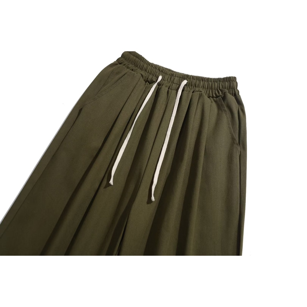 Quần ống rộng Lưng Cao Kiểu Dây Rút Phong Cách Thời Trang Hàn Quốc