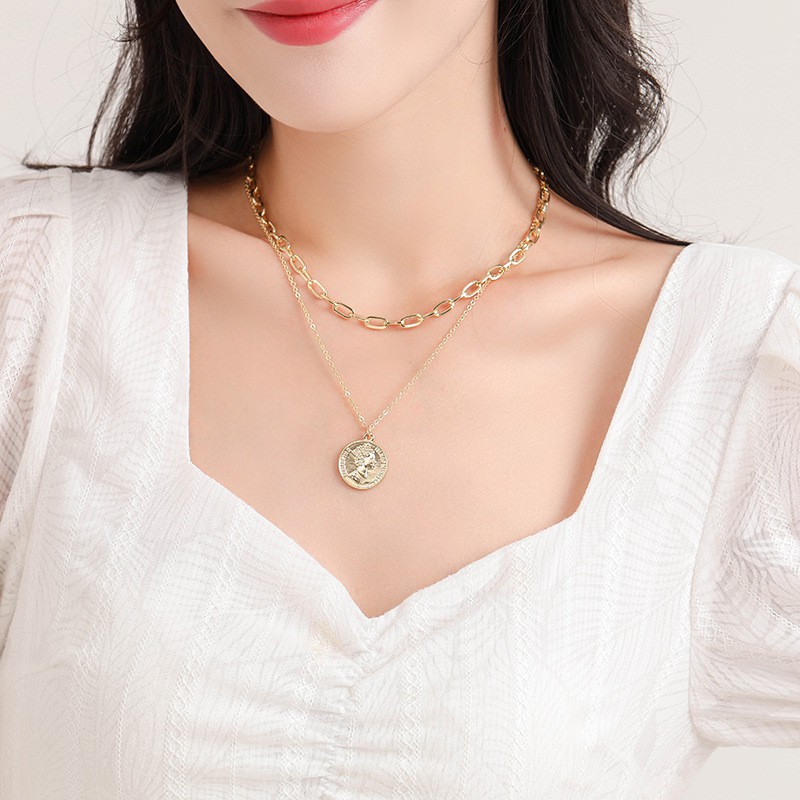 Vòng Cổ Nữ Dây Chuyền Chocker 02 Tầng Layer Vòng Cổ Đồng Xu Thời Trang Cá Tính Giá Rẻ NO SKU 30 - TOBI'SHOP