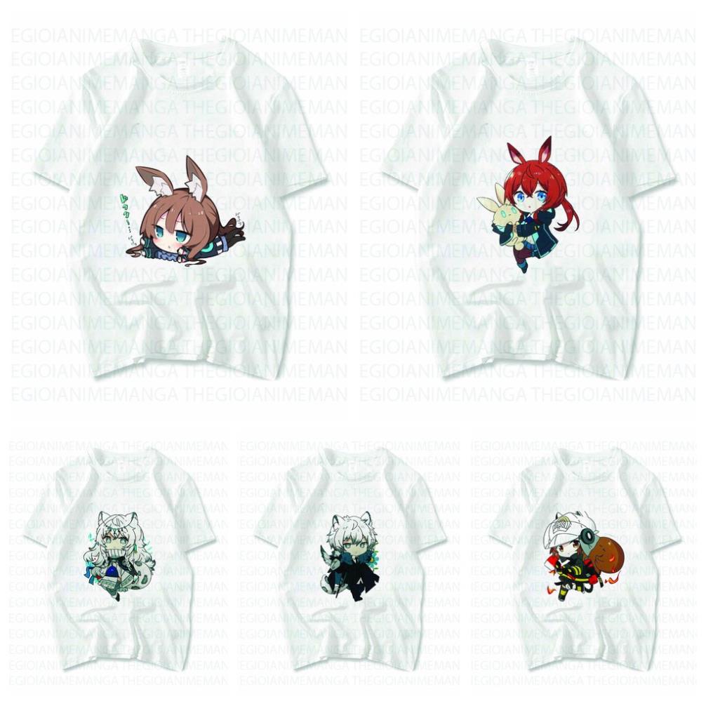 Áo thun phông trắng in hình ARKNIGHT game chibi xinh xắn dễ thương