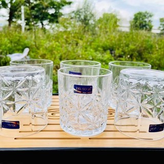 Cốc thủy tinh 6 chiếc Pha Lê Trắng - Cao Cấp uống rượu mạnh hoa văn quanh ly - Dễ vận chuyển vệ sinh [ HOÀN XU ]