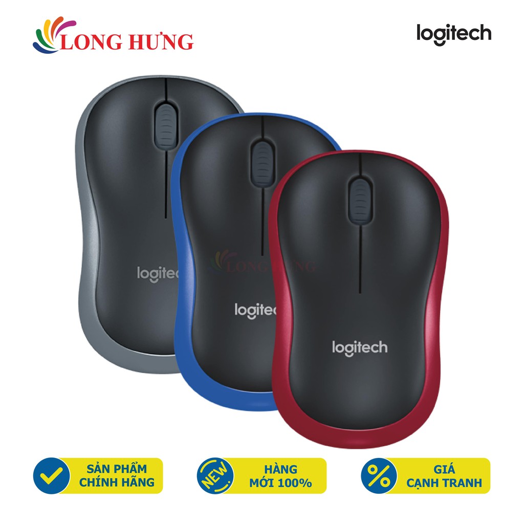 Chuột không dây Logitech M185 - Hàng chính hãng - Thiết kế nhỏ gọn Độ phân giải cao 1000dpi Tương thích nhiều thiết bị