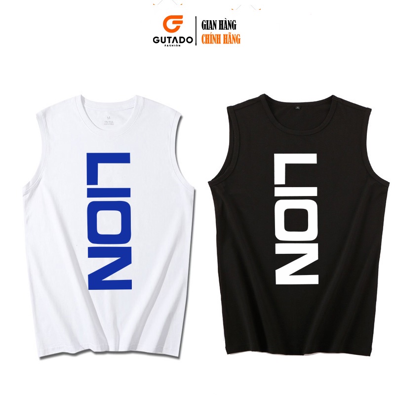 Áo ba lỗ tanktop Lion chất vải thun lạnh cổ tròn form rộng sát nách tập gym co giãn mùa hè