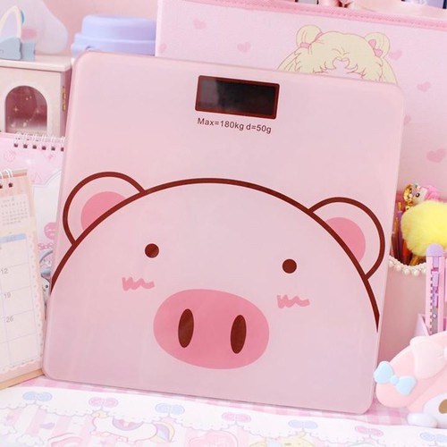 Cân Điện Tử Sức Khỏe Gia Đình Hình Con Heo Màu Hồng Cực Xinh - Tặng kèm pin AAA
