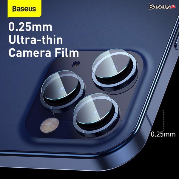 Bộ kính cường lực chống trầy Camera Baseus Gem Camera Lens Protective Film dùng cho iPhone 12 Series