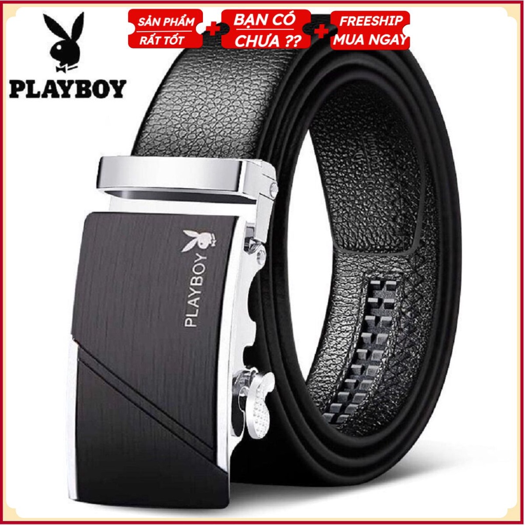 Thắt Lưng Da Nam Hàng Hiệu PLAYBOY Cao Cấp Khóa Cài, Dây Nịt Nam Da Bò 100% Mạ Bạc Nam Tính Chính Hãng GC305