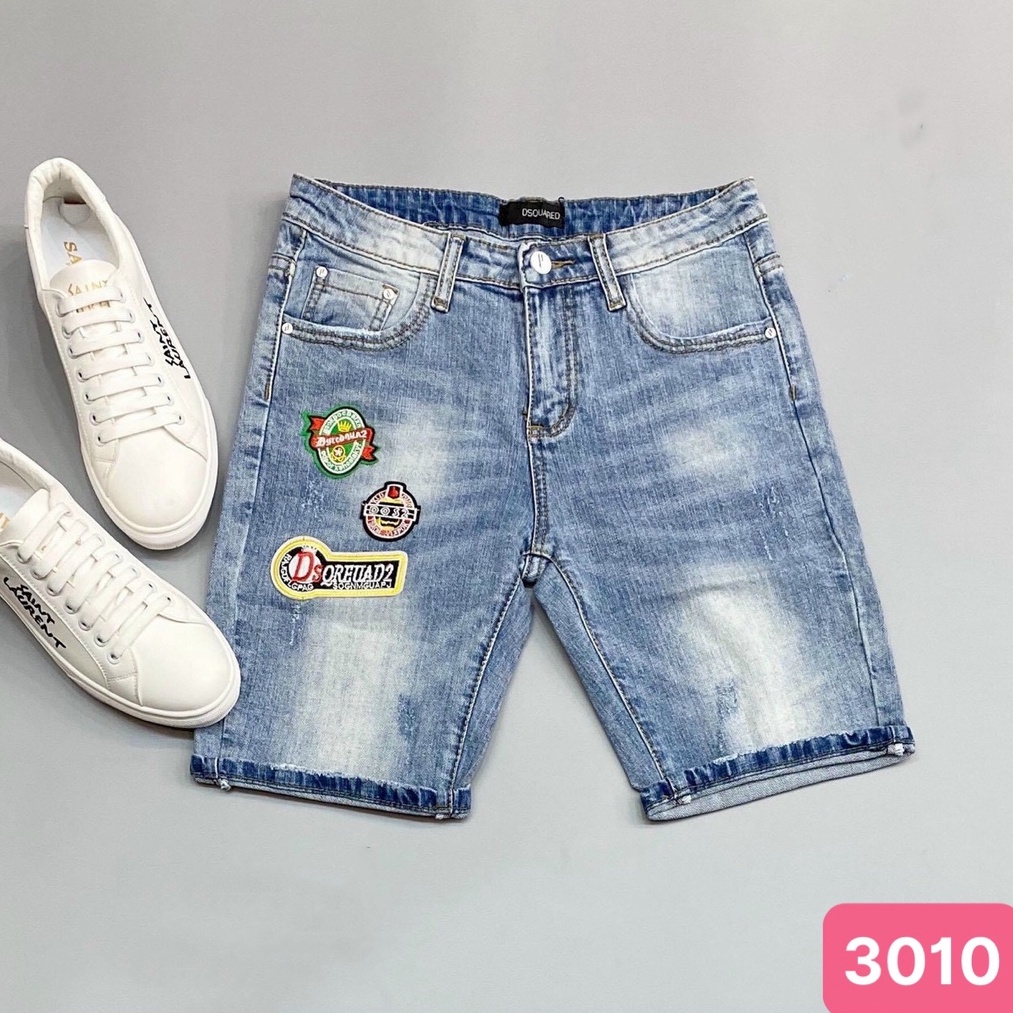 Quần short đùi jean nam màu xanh nhạt không rách gối chất bò cao cấp co dãn 4 chiều cực đẹp, quần rin nam HD14 Mẫu Mới