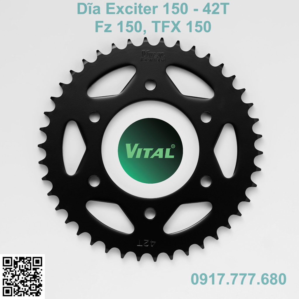 Dĩa tải EXCITER 150,TFX 150, FZ150i, R15 củ, M slaz, Ex150, Ex 150, Exciter size từ 38 đến 47T VITAL Thái Lan