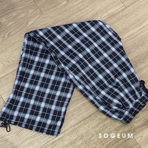 Quần vải kẻ caro dây rút chân mặc được 2 kiểu ống Jogger và ống rộng size S M L [video hình thật]