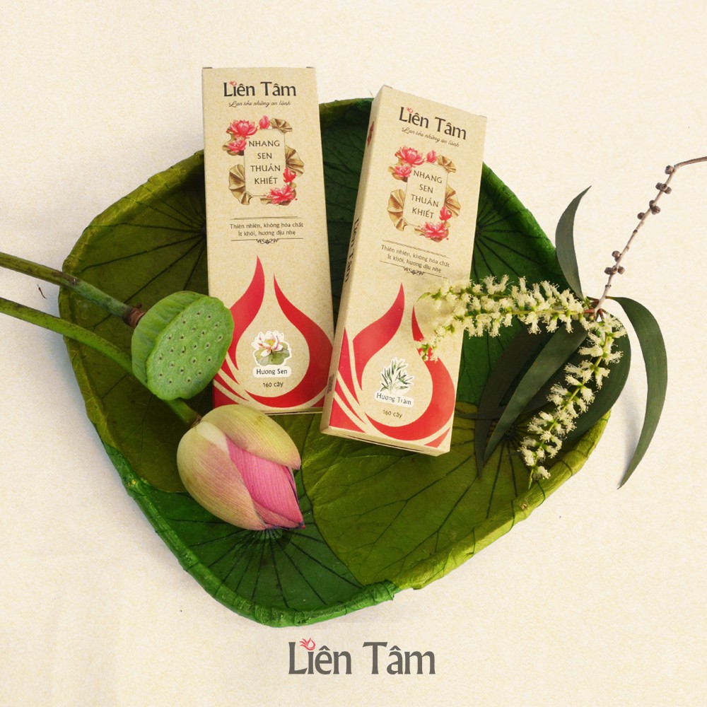 Nhang Sen Hương Tràm DIỆT KHUẨN Liên Tâm - 20.5cm - Hộp 160 cây - Nhang sạch 100% thiên nhiên