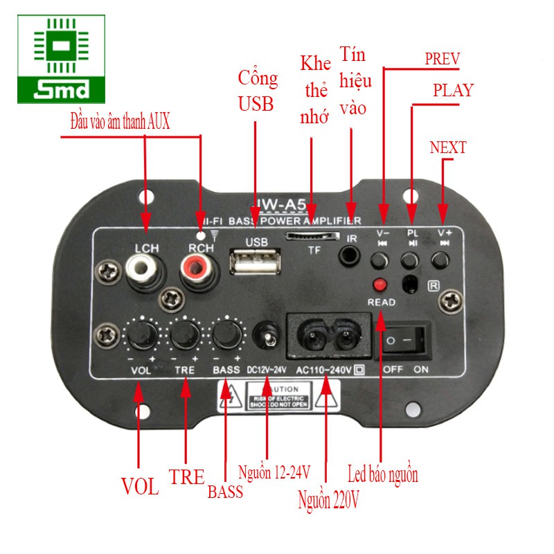 Module Loa USB Crown 220V 30W