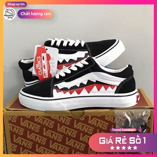Giày thể thao nam nữ vans old skool cá mập răng cưa đen trắng thời trang phối đồ đẹp full box bill