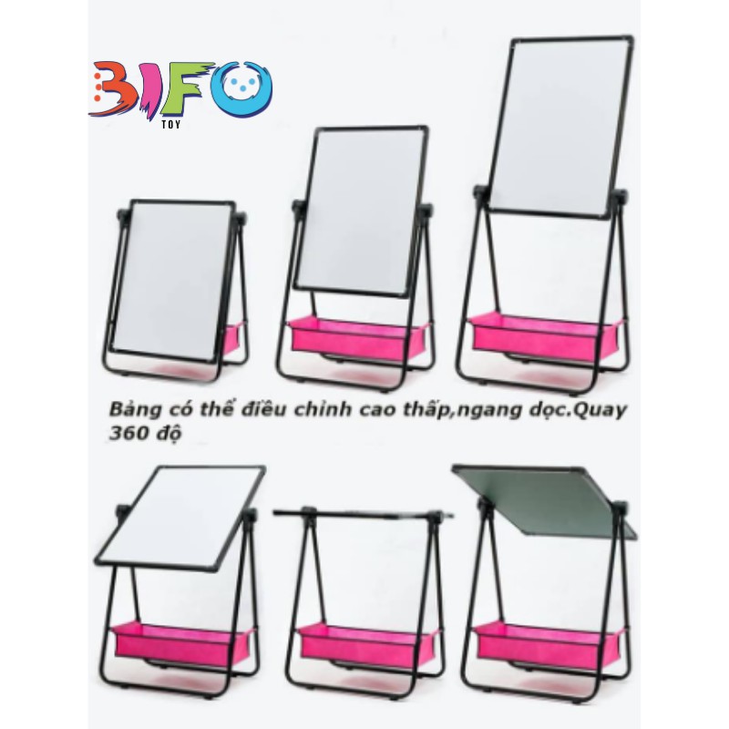 Bảng vẽ giáo dục Flipchart Silicon đa năng 2 mặt xoay 360 độ cho bé loại 47 x 53 cm