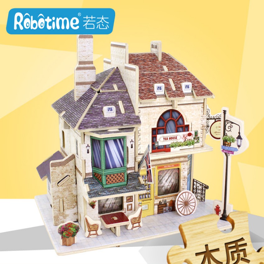 Mô Hình Đồ Chơi Lắp Ráp 3D Bằng Gỗ Trí Tuệ Cho Bé Hình Ngôi Nhà,Của Hàng TeaHouse Ti030tea