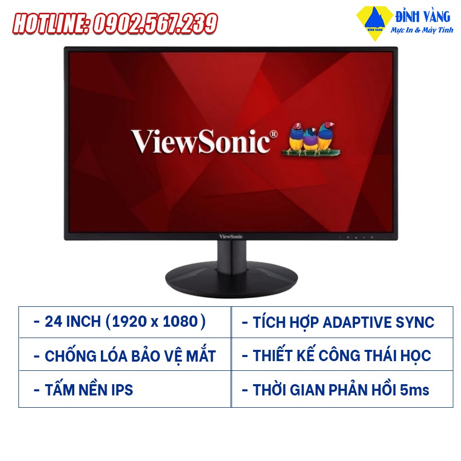 Màn hình Viewsonic VA2418-sh (Màn hình 24 inch/ Full HD/IPS/ Adaptive Sync/ 75Hz/ 5ms/ Bảo vệ mắt/ Bảo hành 24 tháng)