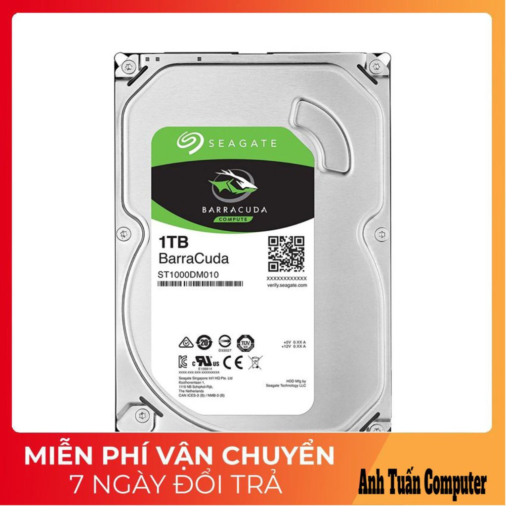 Ổ cứng HDD Seagate 1TB 3.5 inch 7200RPM, SATA3 6GB/s, 64MB Cache - (ST1000DM010)