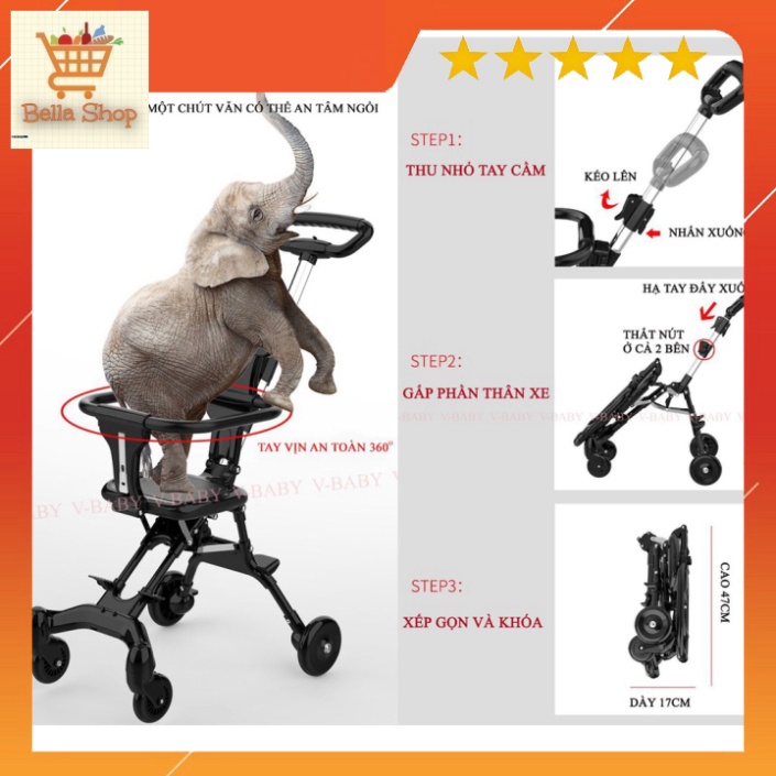 XE ĐẨY GẤP GỌN CHO BÉ CÓ ĐẢO CHIỀU [HÀNG LOẠI 1]
