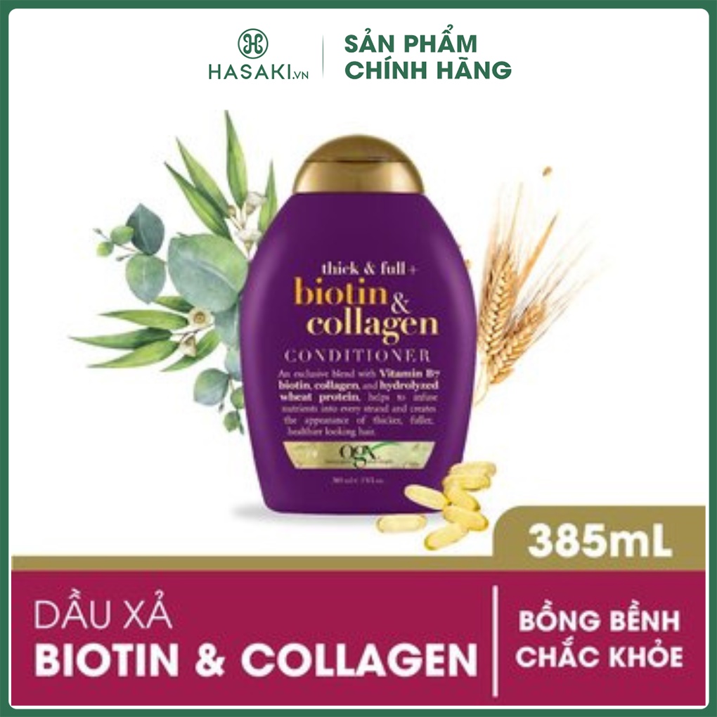 Dầu Xả Làm Dày Tóc Biotin &amp; Collagen Conditioner Biotin &amp; Collagen 385ml Hasaki sản phẩm chính hãng