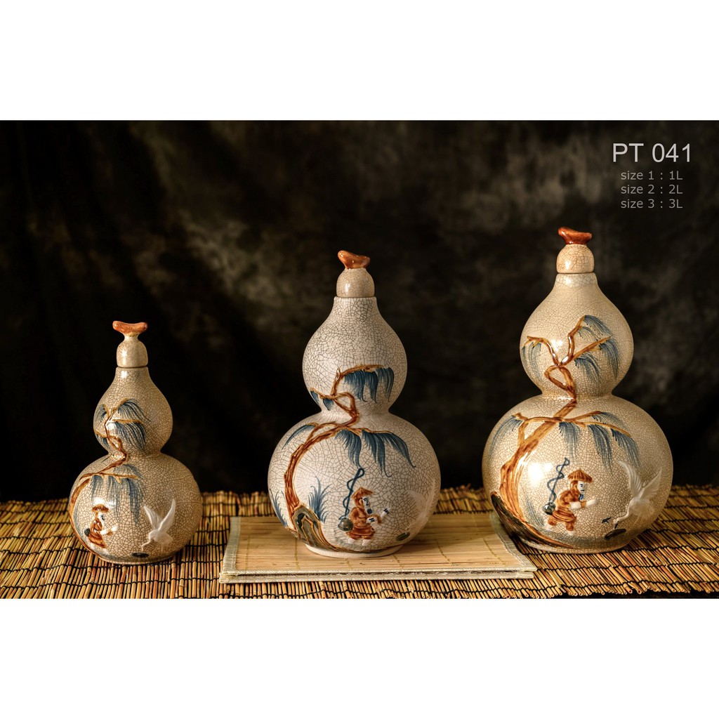 Nậm hồ lô đắp nổi hàng Bát Tràng loại 1 CCB