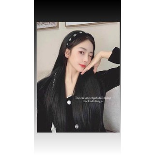 Tóc cài tóc giả duỗi thẳng cài đính đá băng đô