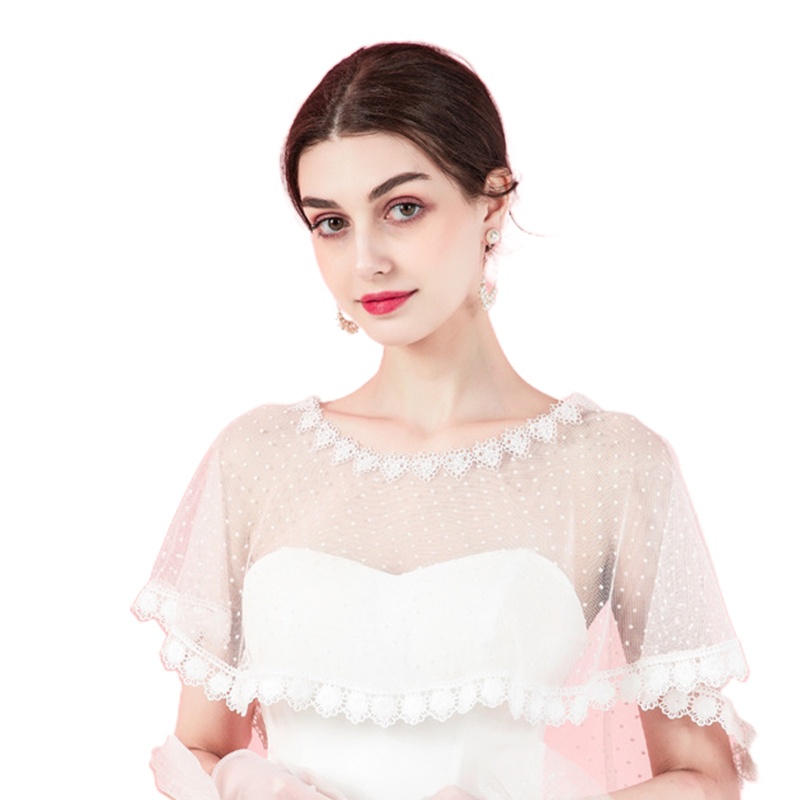 Áo Choàng Ren Màu Trắng / Đen Cho Cô Dâu Ngày Cưới