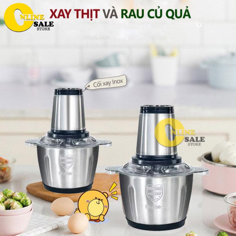 Máy Xay Thịt Đa Năng Cối INOX 304 2L Công Suất 250W, 4 Lưỡi, Cối xay thực phẩm