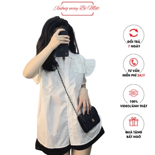 Áo sơ mi nắp túi cánh tiên bánh bèo với thiết kế phong cách hàn quốc sang chảnh, chất vải mịn_sơ mi cánh tiên