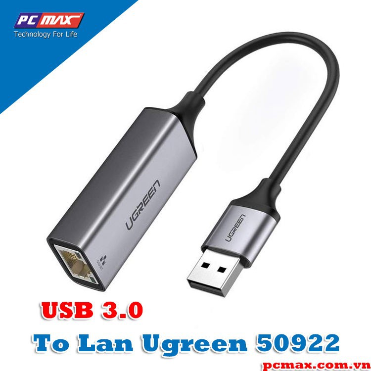 Cáp chuyển USB 3.0 sang LAN USB 3.0 to LAN tốc độ Gigabit Ugreen 20254 20255 20256 20257 50922- Hàng chính hãng