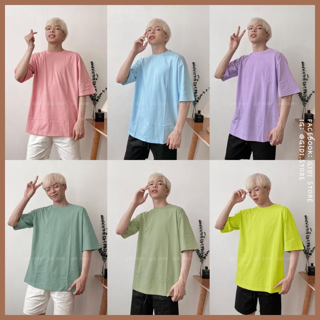Áo Phông Trơn Tay Lỡ form rộng OVERSIZE vải thun co giãn Nam Nữ Unisex - thoáng mát, không nhăn, hàng chính hãng 💥 GIDI