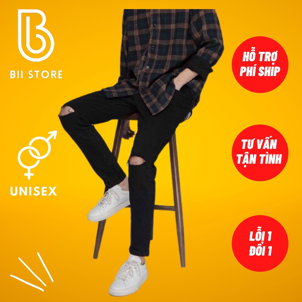 Quần jeans nam rách gối , dáng skinny ôm chân , vải co dãn không phai màu phong cách Hàn Quốc | BigBuy360 - bigbuy360.vn