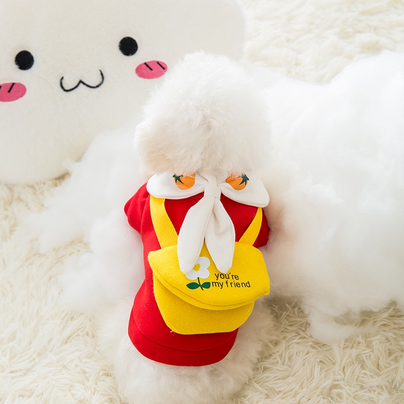 Vật Nuôi Vừa Và Nhỏ Hoạt Hình Dễ Thương Túi đeo Vai Phong Cách Hai Chân Quần áo Mùa Xuân Và Mùa Thu Thời Trang Chó Buộc Dây Quần áo