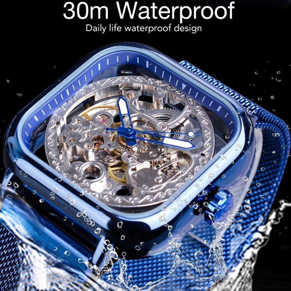 Đồng hồ cơ Forsining mặt số rỗng dây thép không gỉ cho nam | BigBuy360 - bigbuy360.vn