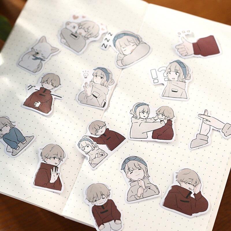 [HD35] Bộ 45 hình dán sticker Cặp Đôi dễ thương trang trí sổ tay DIY