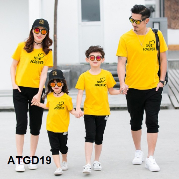 ÁO THUN GIA ĐÌNH - NHÓM - ĐI BIỂN IN CHỮ LOVE FOREVER ĐỦ MÀU ĐỦ SIZE - ATGD19