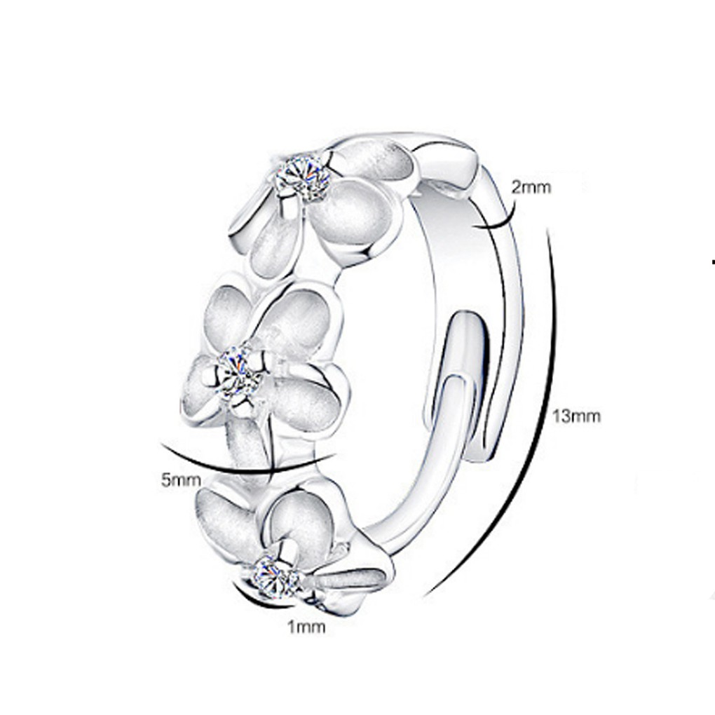 Bông Tai Mạ Bạc 925 Hình Hoa Đính Đá Xinh Xắn