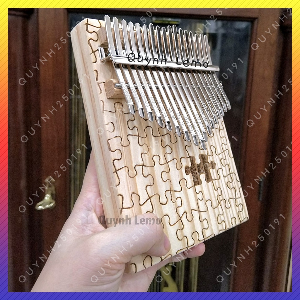 Đàn Kalimba 17 phím gỗ thông cao cấp hoạ tiết độc đáo QL1216PZ