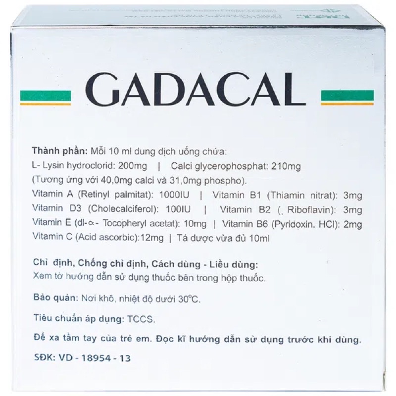 Gadacal - Cho Người Thiếu Vitamin Và Khoáng Chất Tăng Cường Sức Đề Kháng