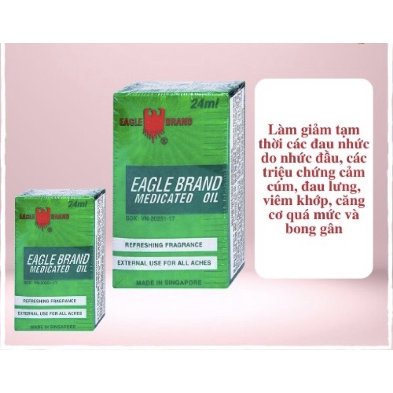 Dầu gió xanh con ó Eagle Singapore 24ml 1 nắp chính hãng