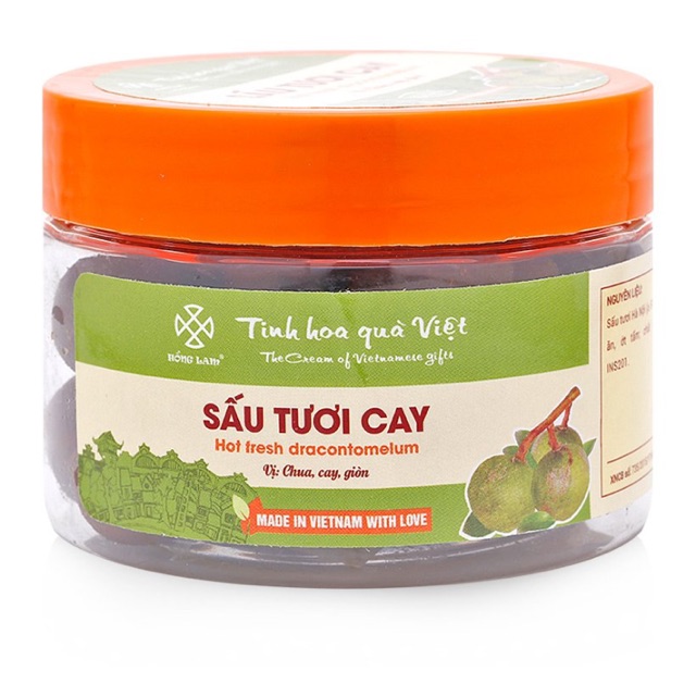 Ô mai sấu tươi cay Hồng Lam hộp 200g có sẵn