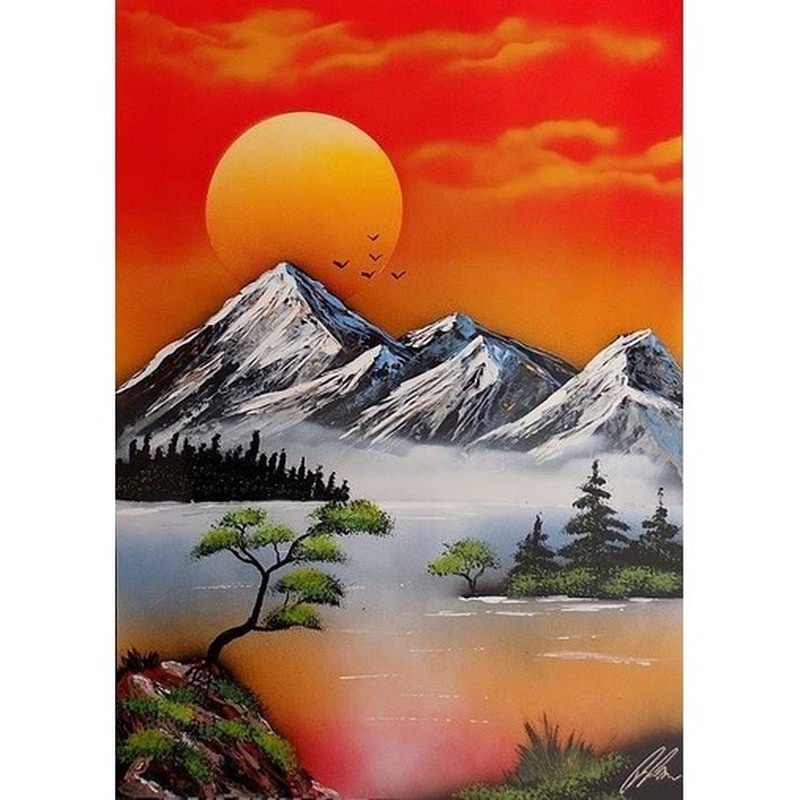 Bộ tranh đính đá 5D họa tiết phong cảnh hoàng hôn độc đáo DIY dùng trang trí