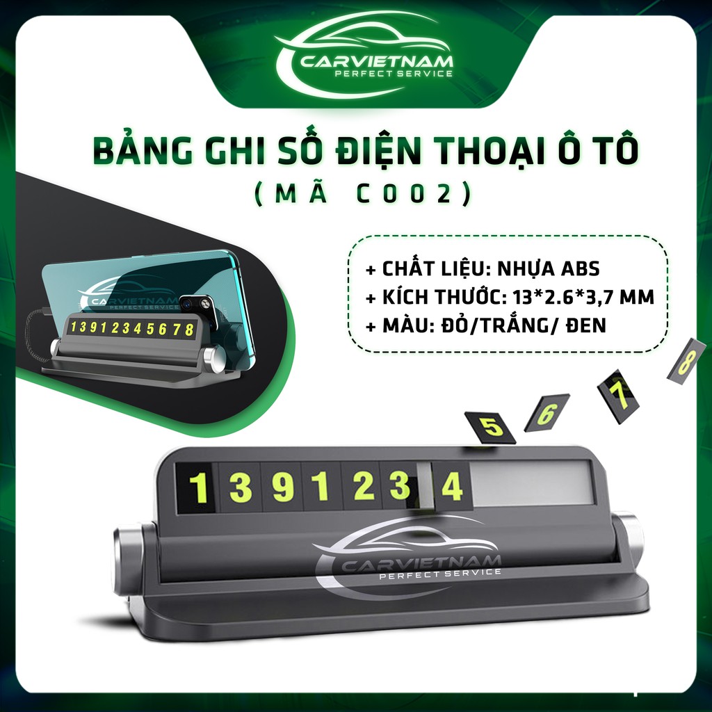 Bảng Ghi Số Điện Thoại Trên Ô Tô (Mã C002) - Sản Phẩm 2 in1 Kèm Giá Đỡ Điện Thoại Gắn Tablo - Phụ kiện Ccar Vietnam