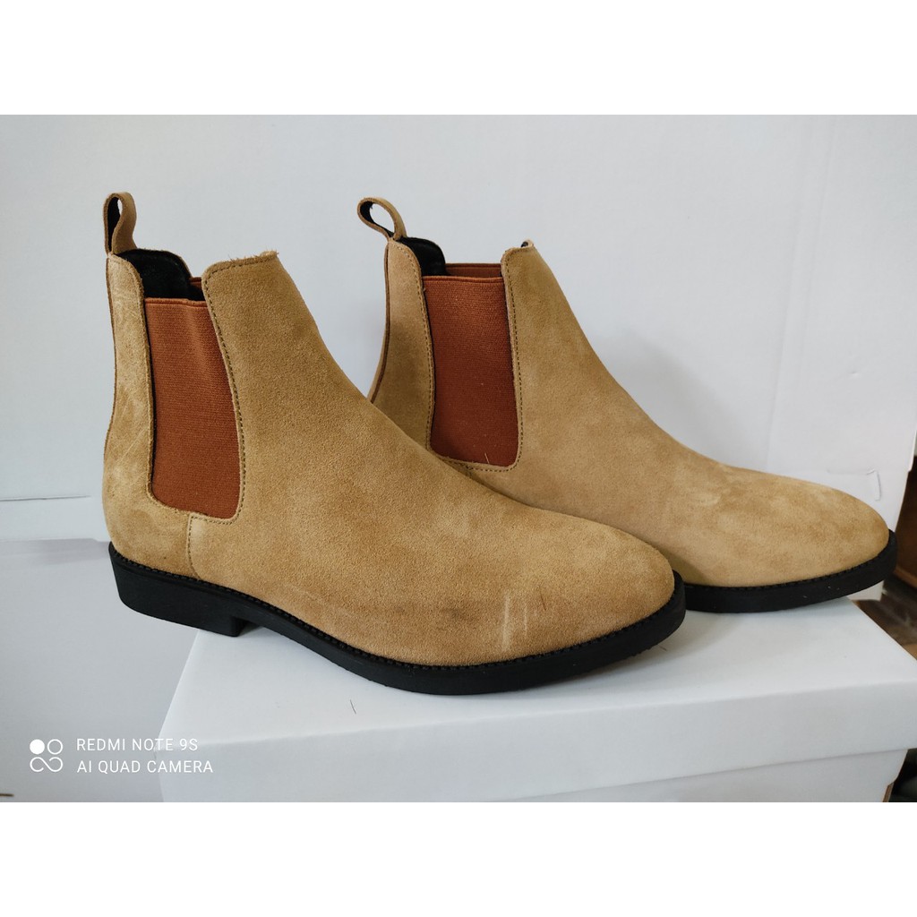 [ Sale ] . Giày Chelsea Boots Da Lộn Nâu Đế crep