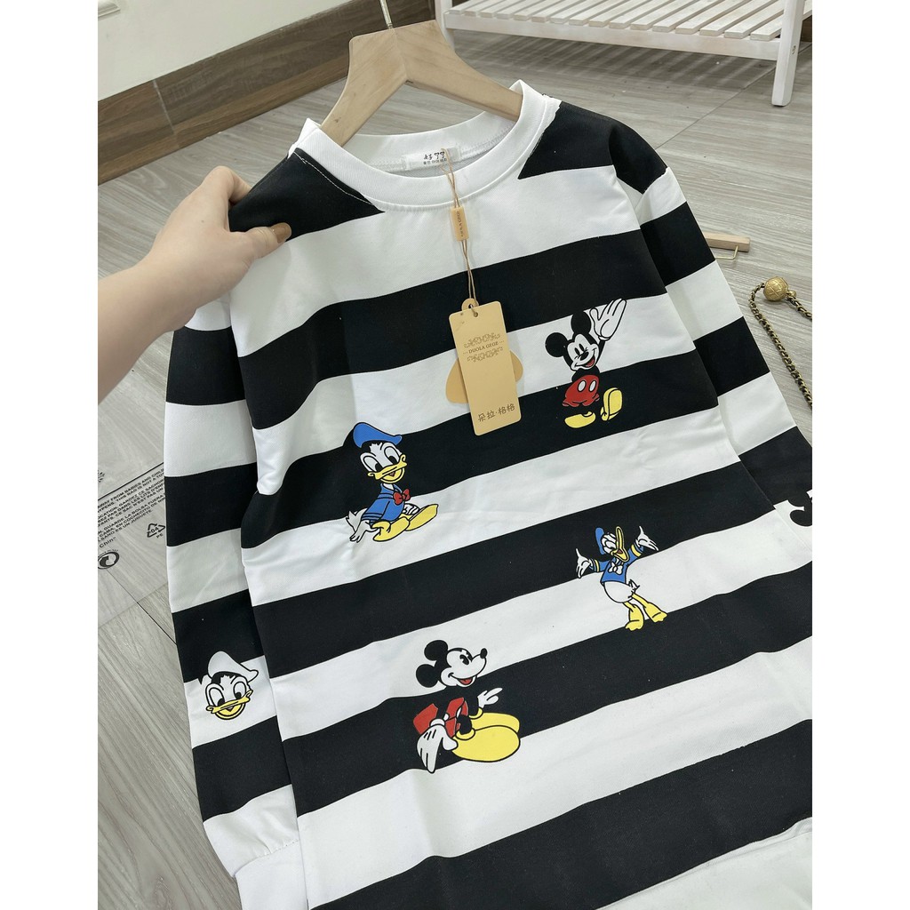 Áo dấu quần micky sọc  vải da cá tàu mềm mại, dáng siêu chuẩn