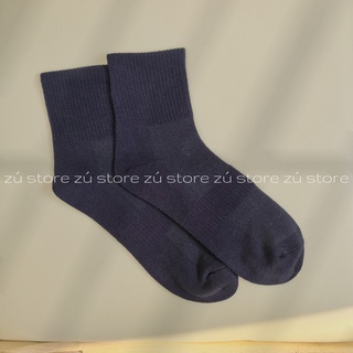 Vớ tất cổ trung trơn basic trắng đen