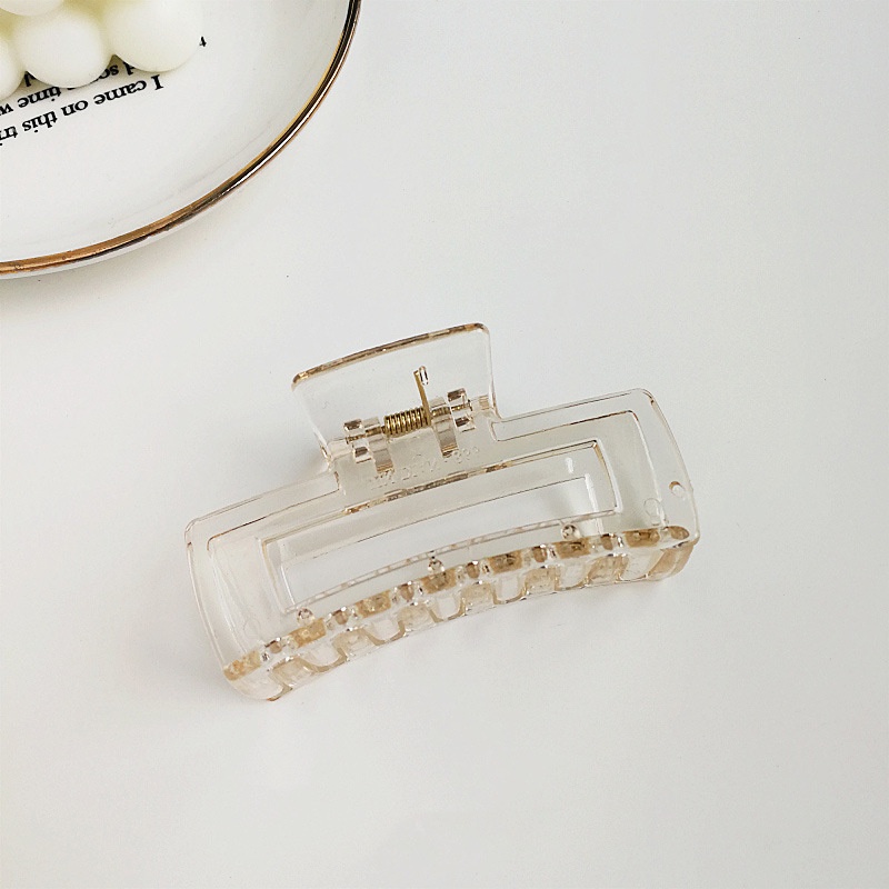Kẹp Tóc Trong Suốt Bằng Nhựa Màu Trơn Hình Vuông Cỡ Lớn Phong Cách Hàn Quốc